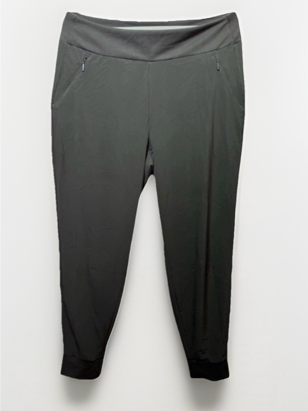 Athleta Brooklyn Jogger Olive Lightweight Travel  Pants Zip Pocket Size 14